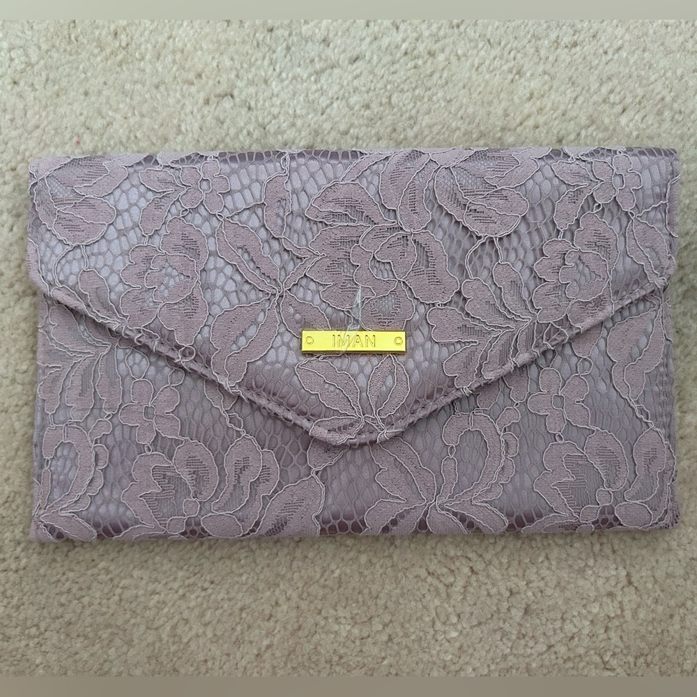 Elegant Lace Clutch in Mauve by IMAN